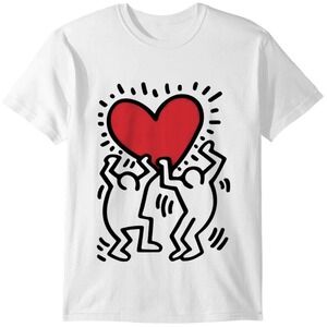 Keith Haring Tshirt Men Holding Heart Icon Street Art